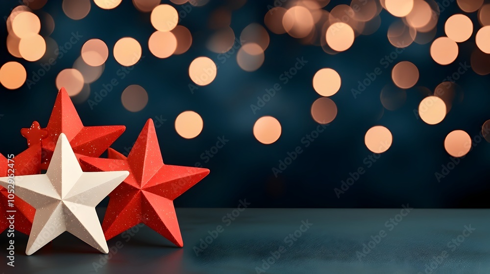 Aufkleber festive red and white star shapes illuminating a beautiful night sky with a magical glow and dreamy 