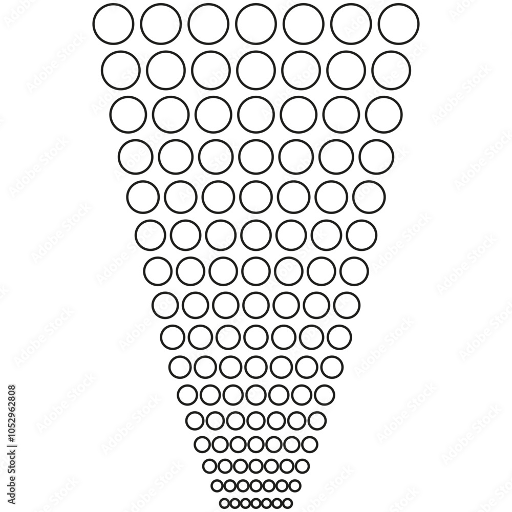 Poster circle pattern funnel. geometric circle alignment. simple black outline. vector repetition.