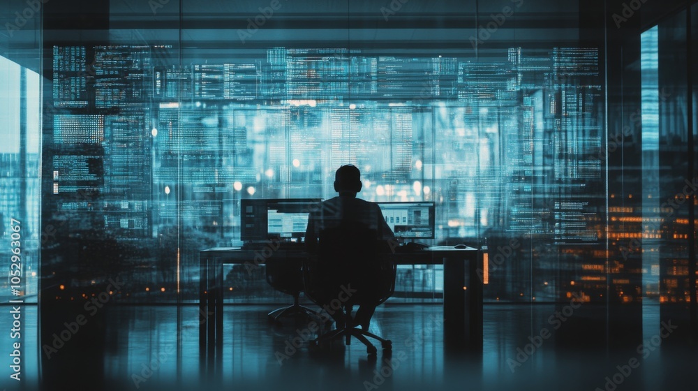 Aufkleber innovative workspace with data visualization technology