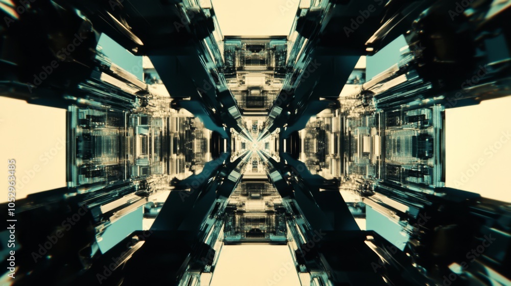 Poster futuristic abstract symmetry with geometric patterns