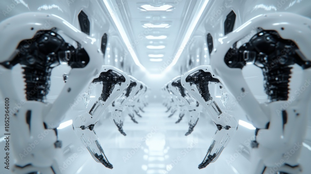 Poster futuristic robots in a high-tech environment