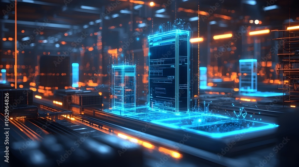 Fototapete futuristic warehouse automation setup featuring augmented reality technology for real time package t