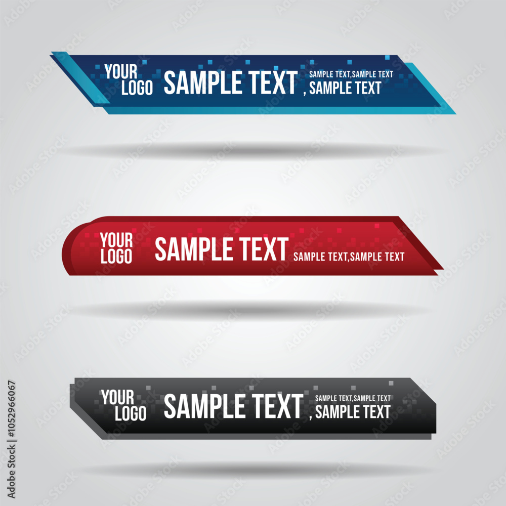 Poster lower third white and colorful design template modern contemporary. set of banners bar screen broadc