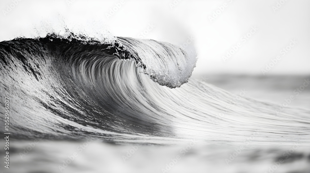 Poster small wave rolling forward with a smooth, curved crest just before it breaks