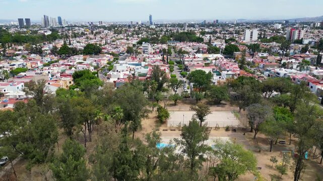 Flying over the Octopus Park in the La Estancia neighborhood of Guadalajara, Mexico