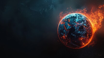 Fototapeta premium 3D Earth engulfed in fiery destruction in space