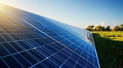 Solar Panels Capturing Sunlight in Green Field