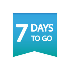 7 days to go. Countdown icon number seven. Blue gradient emblem. Vector graphic design.