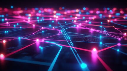Obraz premium Abstract Neon Lights Network Connection Background