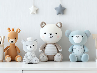 Charming collection of soft plush animal toys in pastel shades perfect for children's safe playtime and comfort