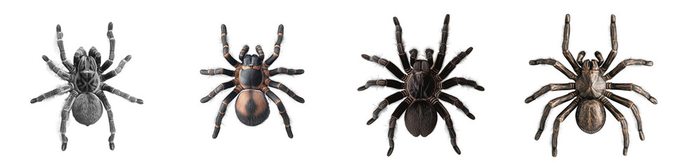 Obraz premium Set of a tarantula, isolated on a transparent background.