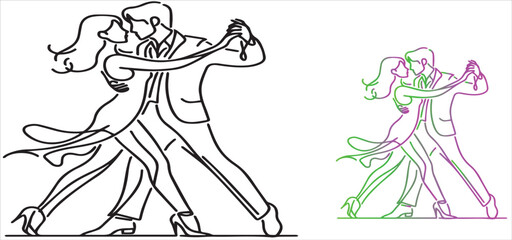 Ballroom dancing couple simple stroke people vector