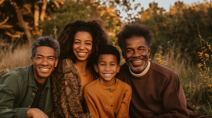 Happy African American Family Smiling Outdoors