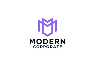 Modern Initial Letter M Logo. Geometric Shape M Letter isolated on White Background. Usable for Business and Branding Logos.