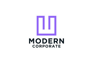 Urban Landscape Logo. Symbol with Initial Letter U Combination isolated on White Background. Usable for Business, Construction and Building Logos.