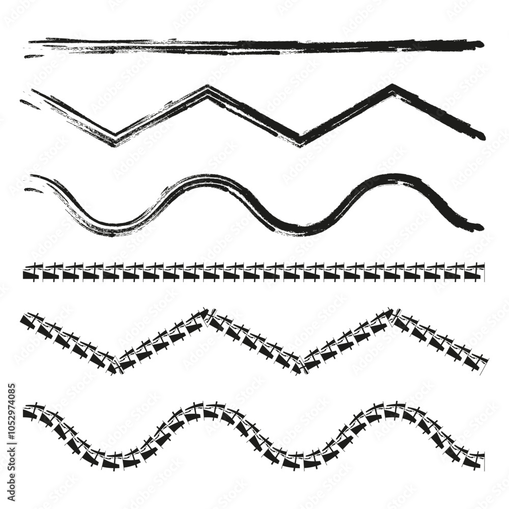 Poster brush stroke lines. grunge wave border. zigzag sketch pattern. textured vector lines.