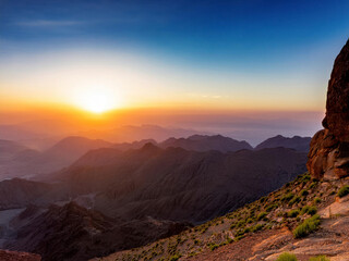 Obraz premium landscape with mountains and sunset