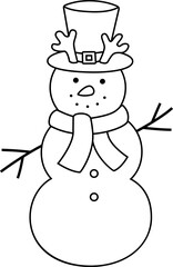 Cute winter snowman outline vector.
Cute Christmas snowman kids coloring drawing vector.
Isolated Christmas snowman outline design svg.   