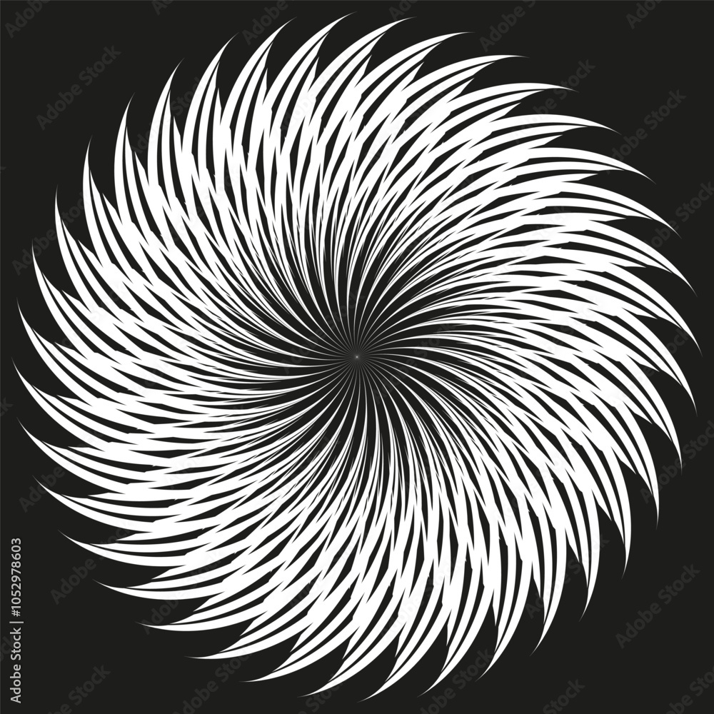 Aufkleber abstract spiral pattern. sharp white spikes. rotating radial design. vector geometric shape.
