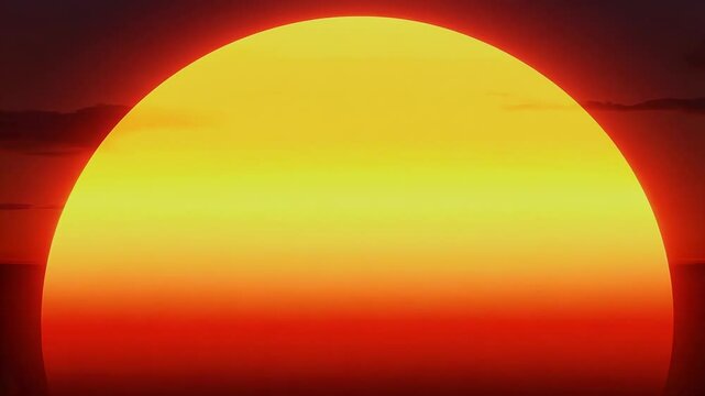 beautifully loop large radiant sun rising setting fiery glow creating warm air horizon presented seamless 4K ultra HD big gold orange closeup sunset at time
