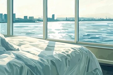 Fototapeta premium Minimalist Bedroom with Geometric Design
