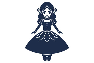 Doll in beautiful dress vector art illustration