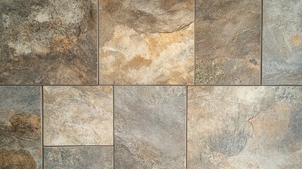 Fototapeta premium Top view of a porch and patio with durable, weather-resistant tiles in a natural stone and earthy finish, creating a welcoming outdoor space that seamlessly blends style and functionality, 