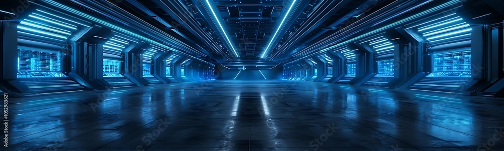 Poster Advanced Aerospace Manufacturing Facility With AI Precision Engineering and Glowing Digital Interfaces Displaying Real-Time Data