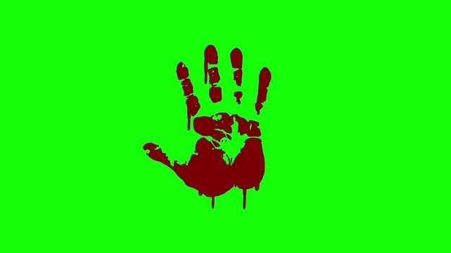 red drop blood hand splatter vector with blood ink droop animation on green screen