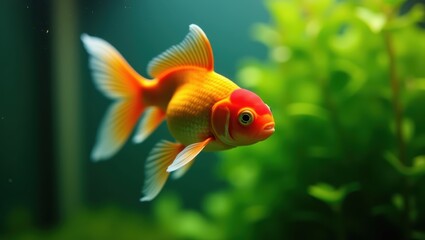 Golden Fish Swimming in Aquarium Tank