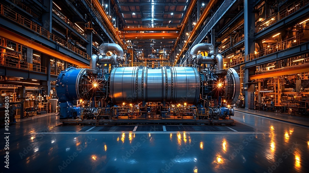 Poster detailed view of the complex machinery and systems powering a coal fired power plant showcasing the 