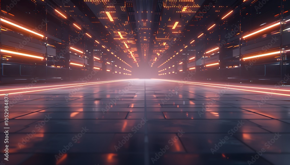 Poster Futuristic Factory Floor Where Robotic Arms and Autonomous Drones Optimize Industrial Production
