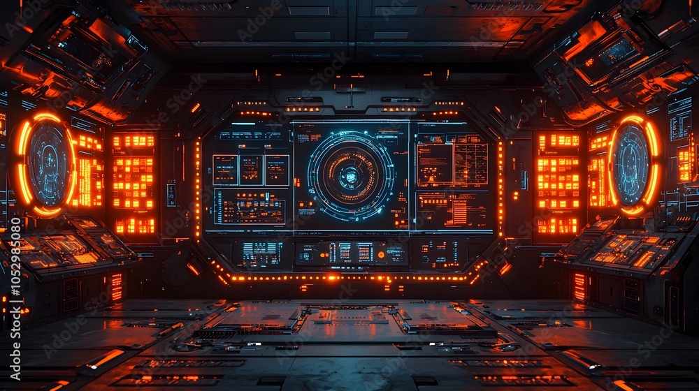 Poster a futuristic control room with holographic displays visualizing the of carbon dioxide across various