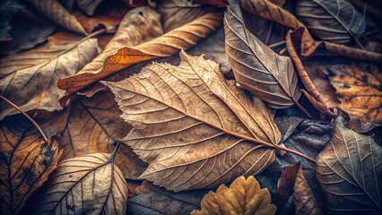 Golden leaves, bathed in soft light, create a nostalgic, textured scene.