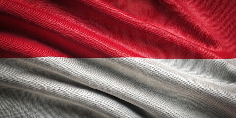 Indonesian Flag Banner Fabric Texture - Red and White Design