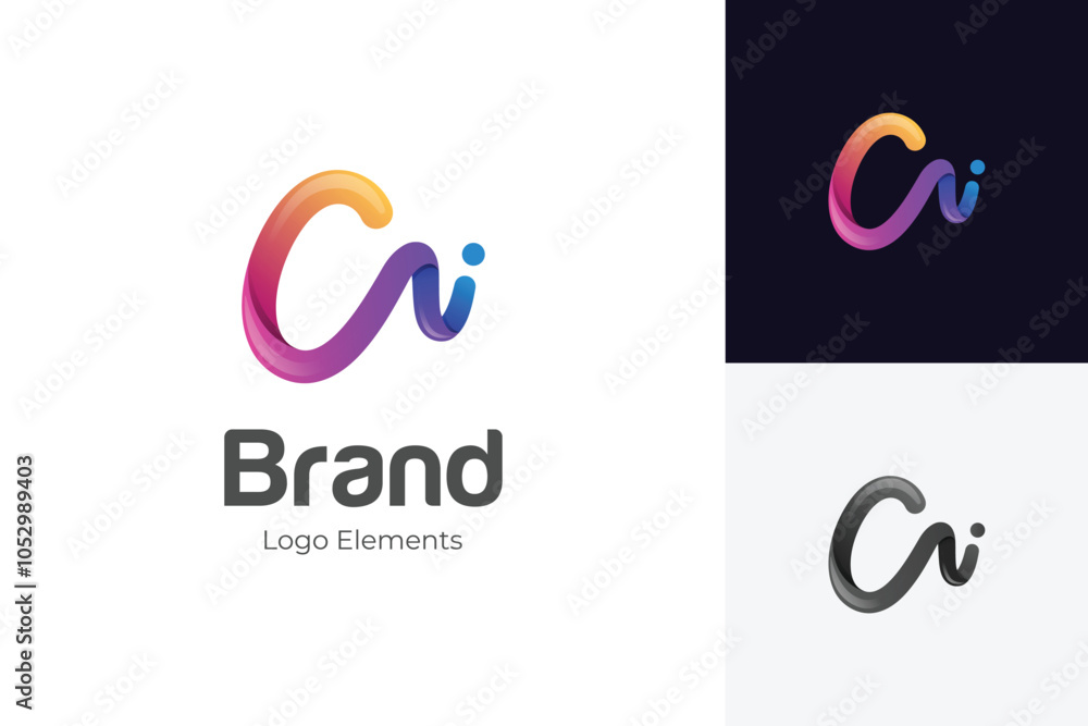 Poster letter ai identity logo design with multicolor shape icon design element, minimalist style for busin