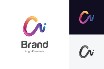 Letter ai identity logo design with multicolor shape icon design element, minimalist style for business technology and company identity