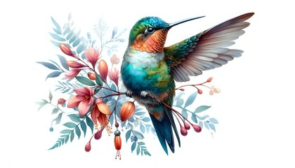Fototapeta premium Vibrant Hummingbird in Flight, Transparent background 