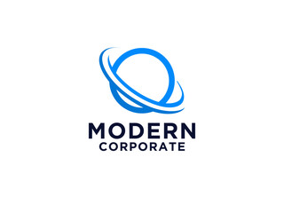 Planet with ring and lock sign inside. Global Security Logo Design