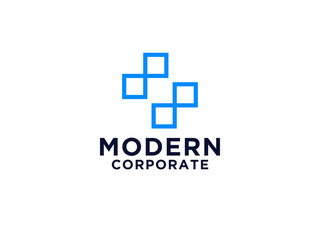 Medical Logo. Blue Cross Sign Square Rounded Dot Liquid isolated on White Background.