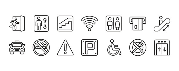 Public Sign Icon Set. Vector Graphic Illustration.