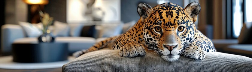 Obraz premium Realistic 3D Jaguar Illustration in Modern Setting