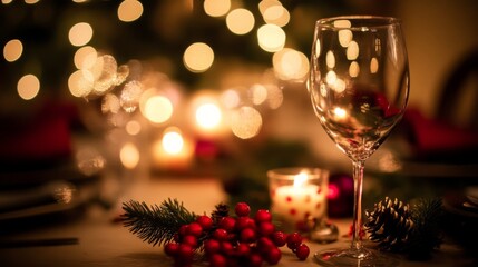 Cheerful Holiday Party Setting with Warm Lighting