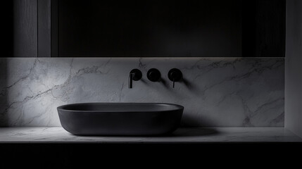 Sleek bathroom interior with matte black fixtures