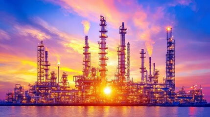 Modern Eco-Friendly Biodiesel Plant at Sunset