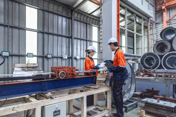Fototapeta premium Machine Calibration in Metal Sheet Factory