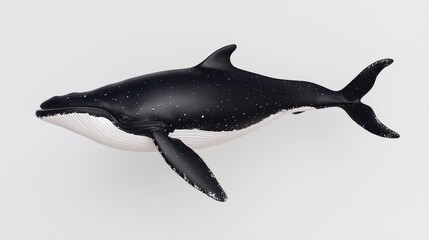 Fototapeta premium Realistic Black and White Whale Model on White Background Showcasing Marine Life and Ocean Conservation Themes