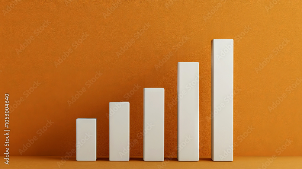 Poster a minimalist bar graph displays increasing values against a vibrant orange background, symbolizing g