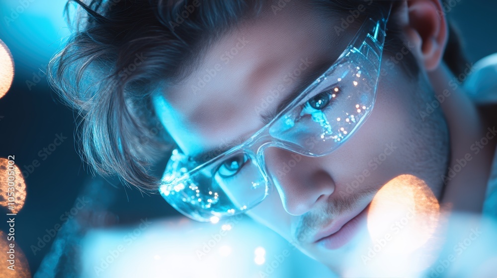 Aufkleber a scientist working in a laboratory, generating new ideas and conducting experiments.