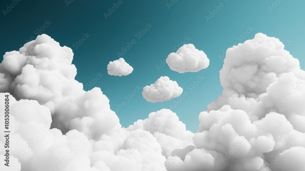 Poster a sky filled with clouds that morph and shift, their shapes and forms constantly changing, creating 